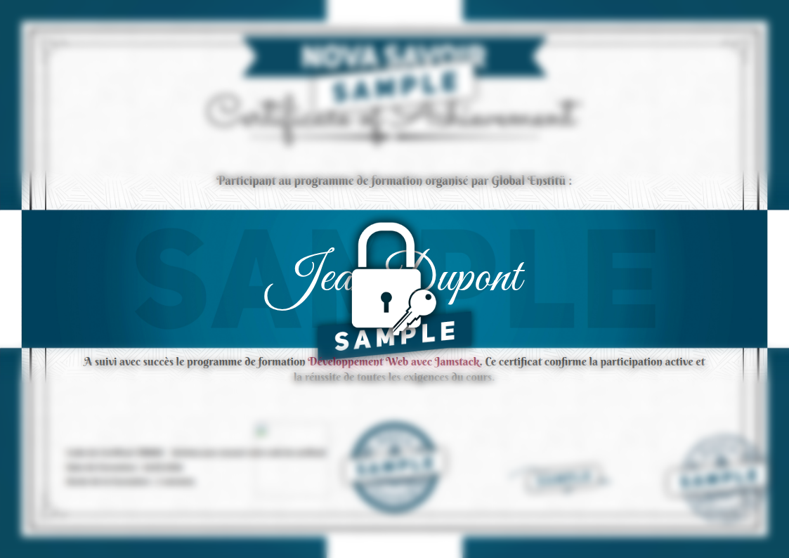 Exemple de certificat Développement Web avec Jamstack