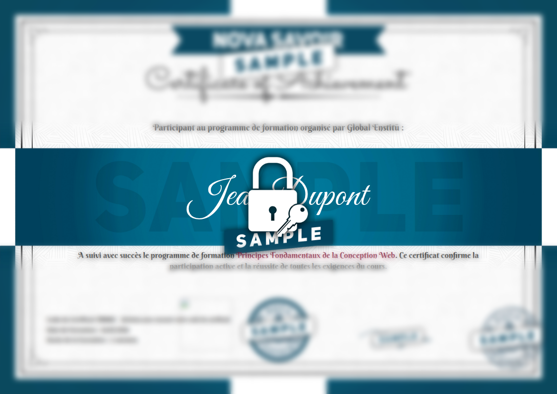 Exemple de certificat Principes Fondamentaux de la Conception Web