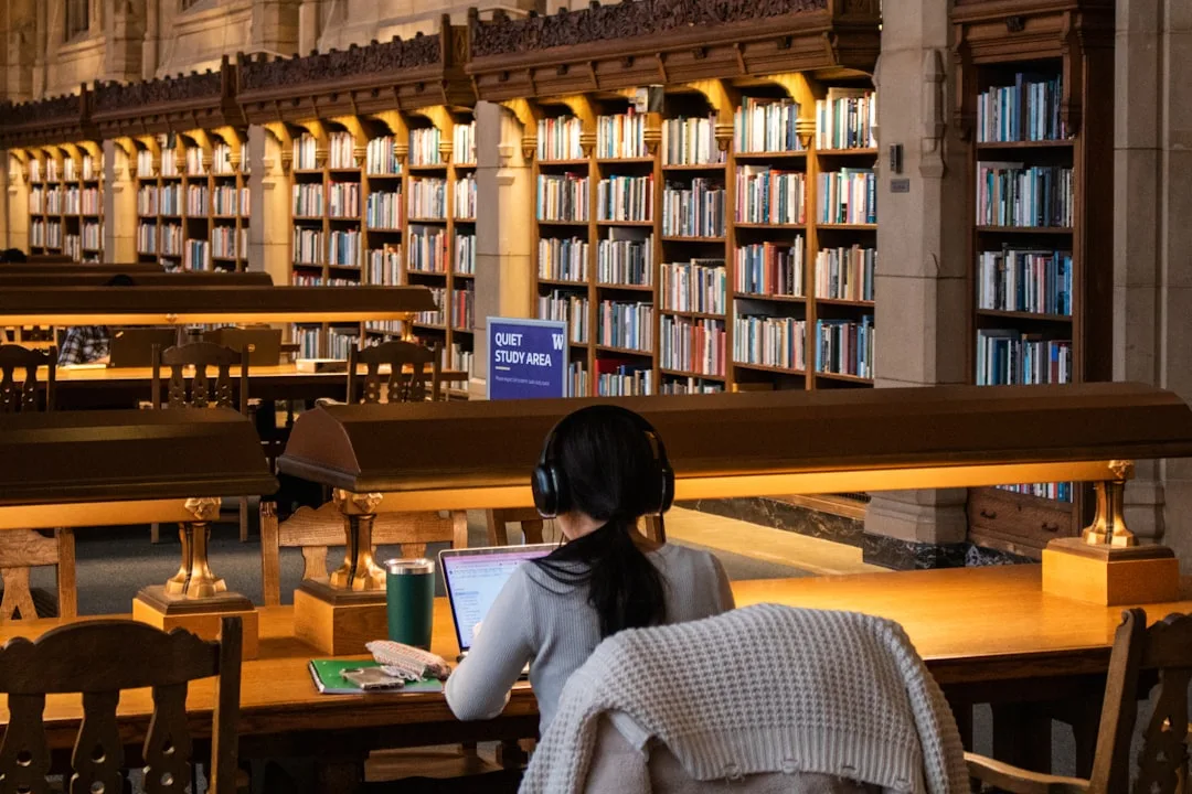 student studying laptop