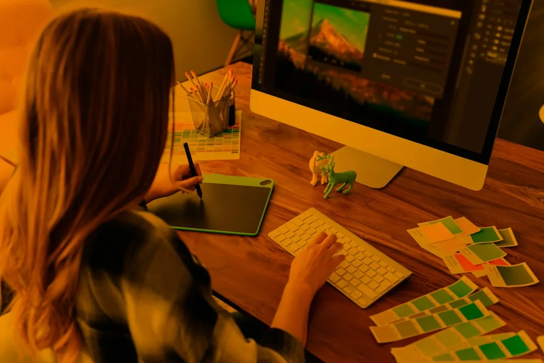 digital artist working on creative project