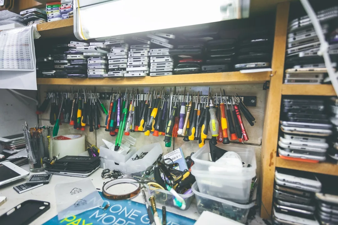 cleaning supplies organized