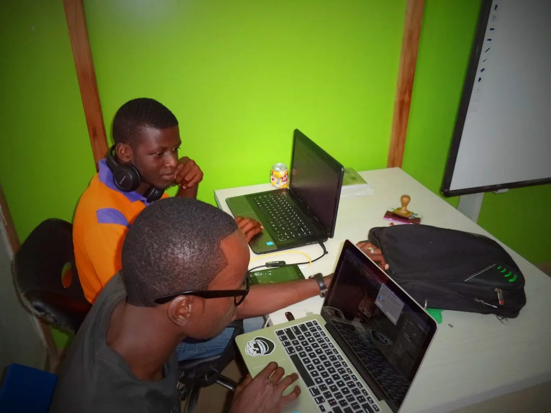team working online