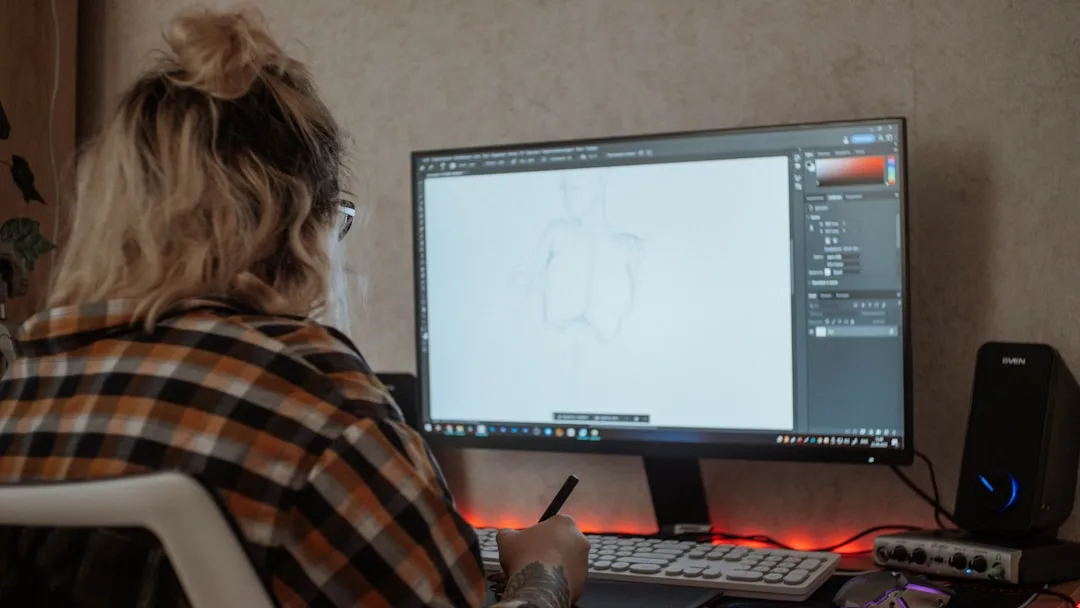 graphic designer working on illustration