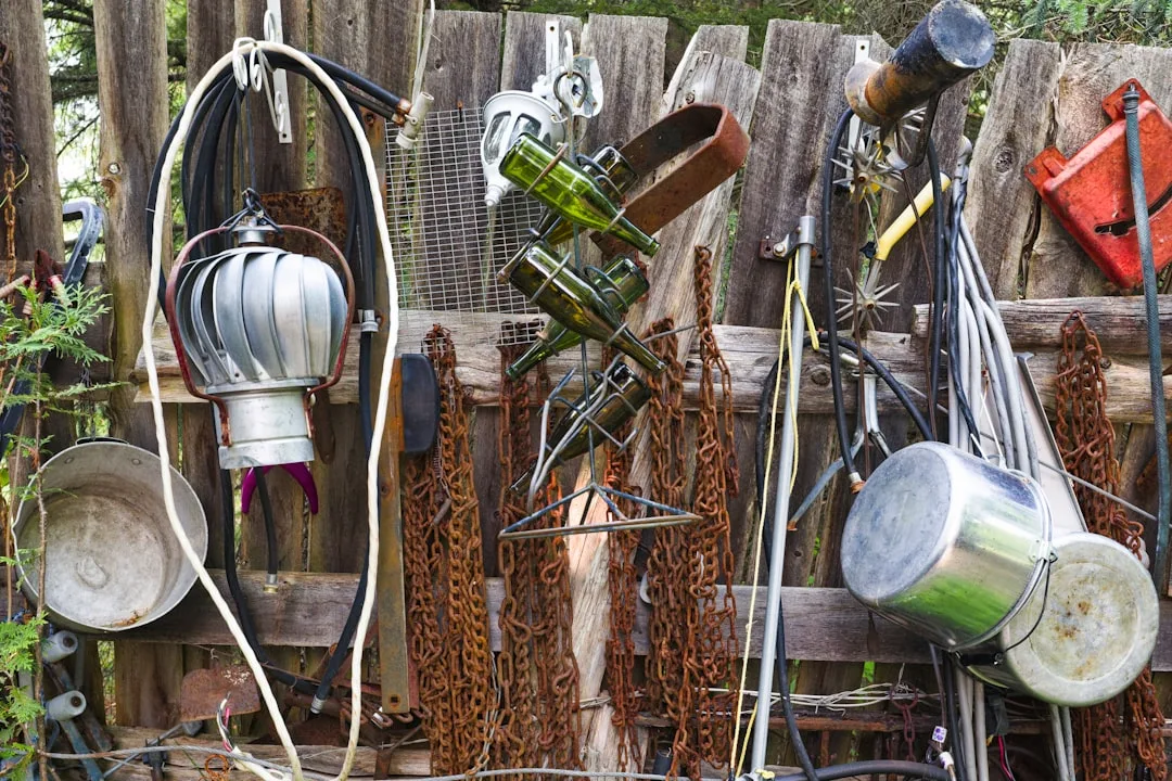 gardening tools neatly arranged